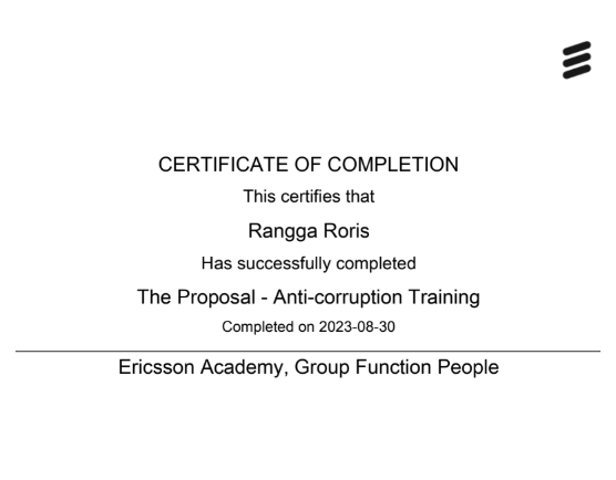 Ericsson Certificate